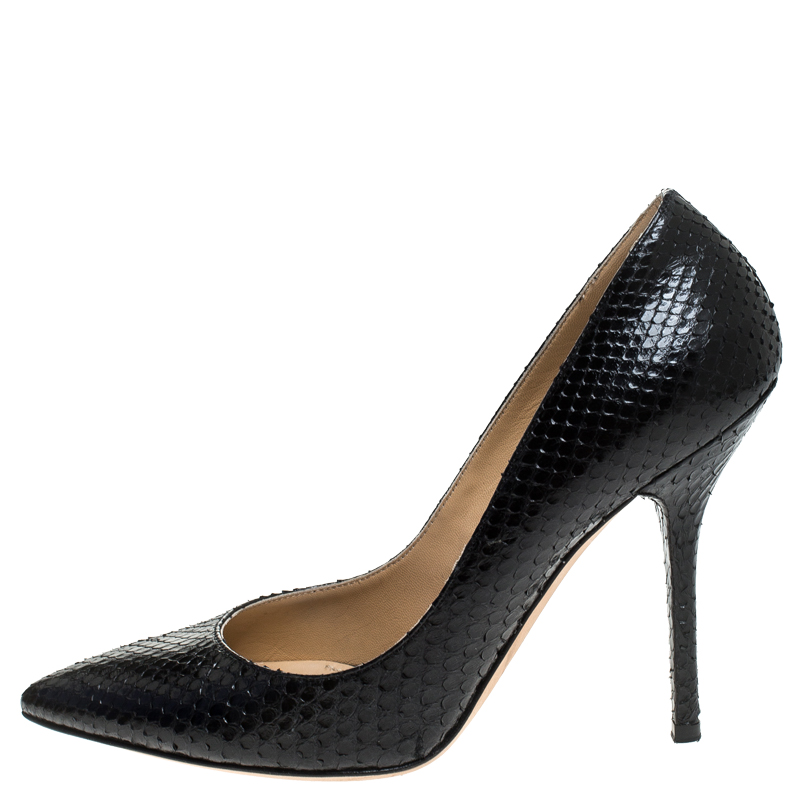 

Dolce and Gabbana Black Python Pointed Pumps Size