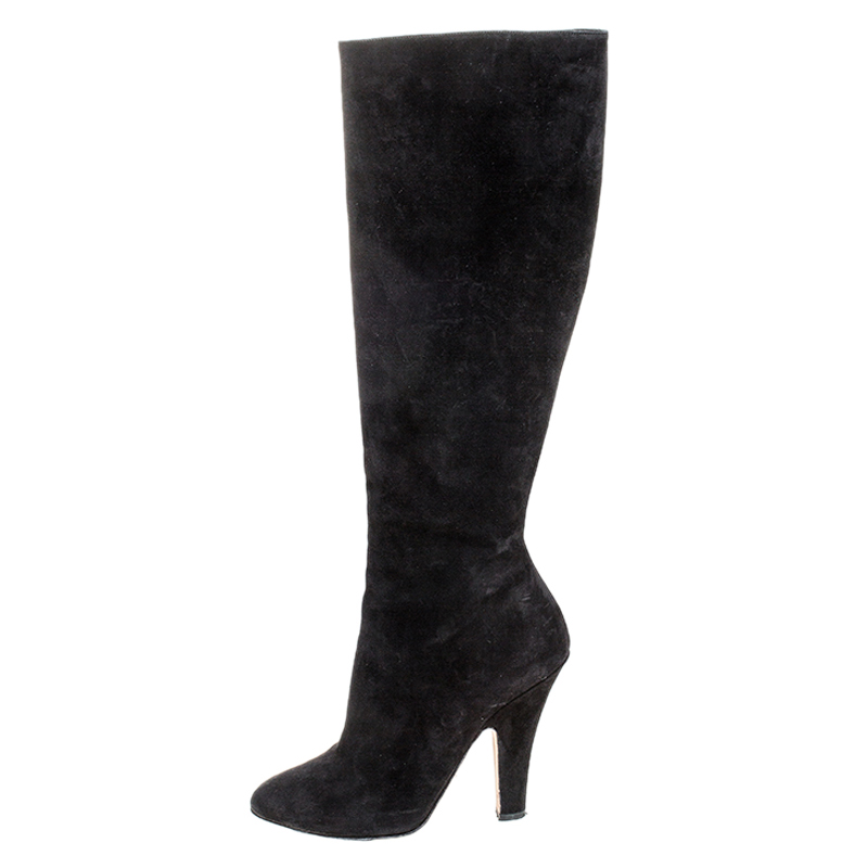

Dolce & Gabbana Black Suede Knee Length Boots Size