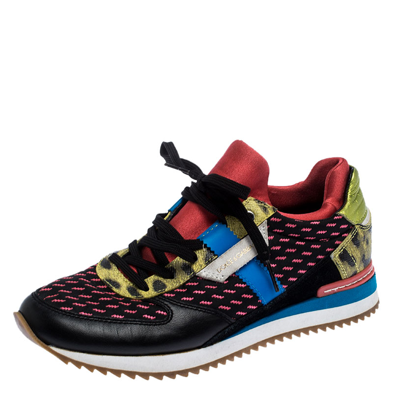 Pre Owned حذاء رياضي دولتشي أند غابانا ميكس أند ماتش جلد و شبكة متعدد الألوان مقاس 37