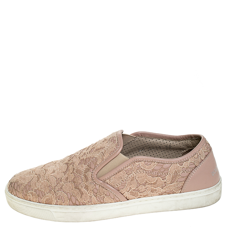 

Dolce & Gabbana Beige Lace Slip On Sneakers Size
