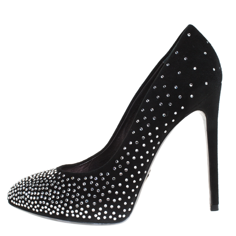 

Dolce & Gabbana Suede Swarvoski Platform Pumps Size, Black