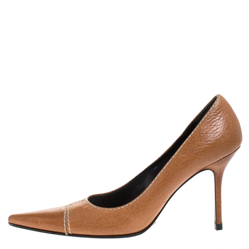 

Dolce & Gabbana Brown Leather Pointed Toe Pumps Size