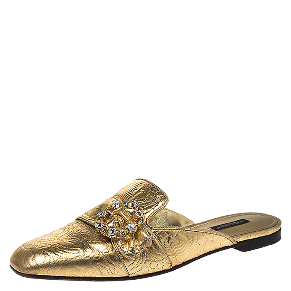 Dolce \u0026 Gabbana Gold Floral Textured 