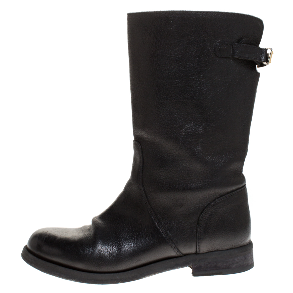 

Dolce & Gabbana Black Leather Mid Calf Boots Size