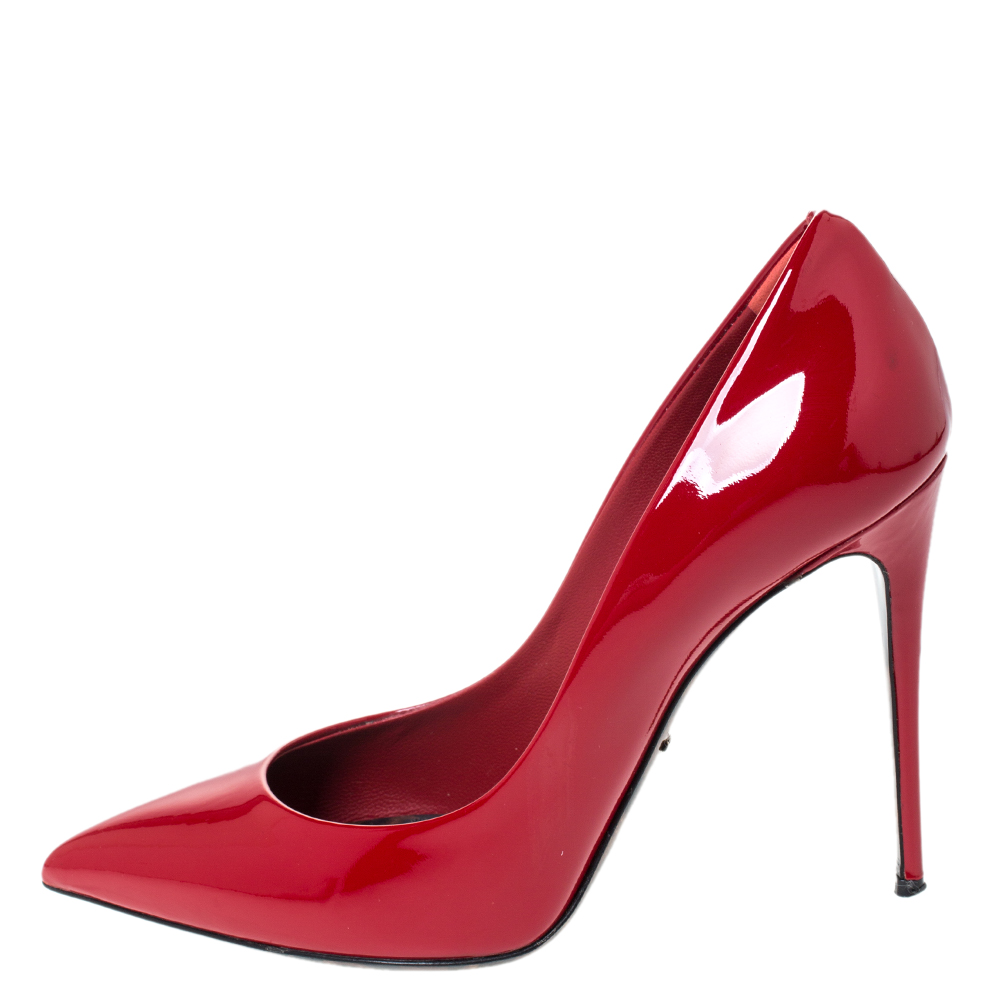 

Dolce & Gabbana Red Patent Leather Kate Pointed Toe Pumps Size