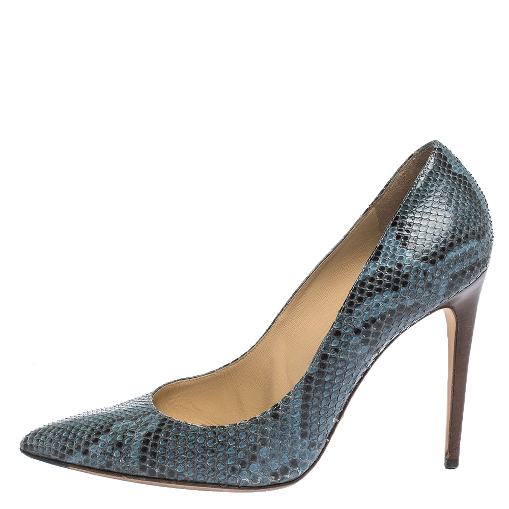 

Dolce & Gabbana Blue/Black Python Leather Pumps Size
