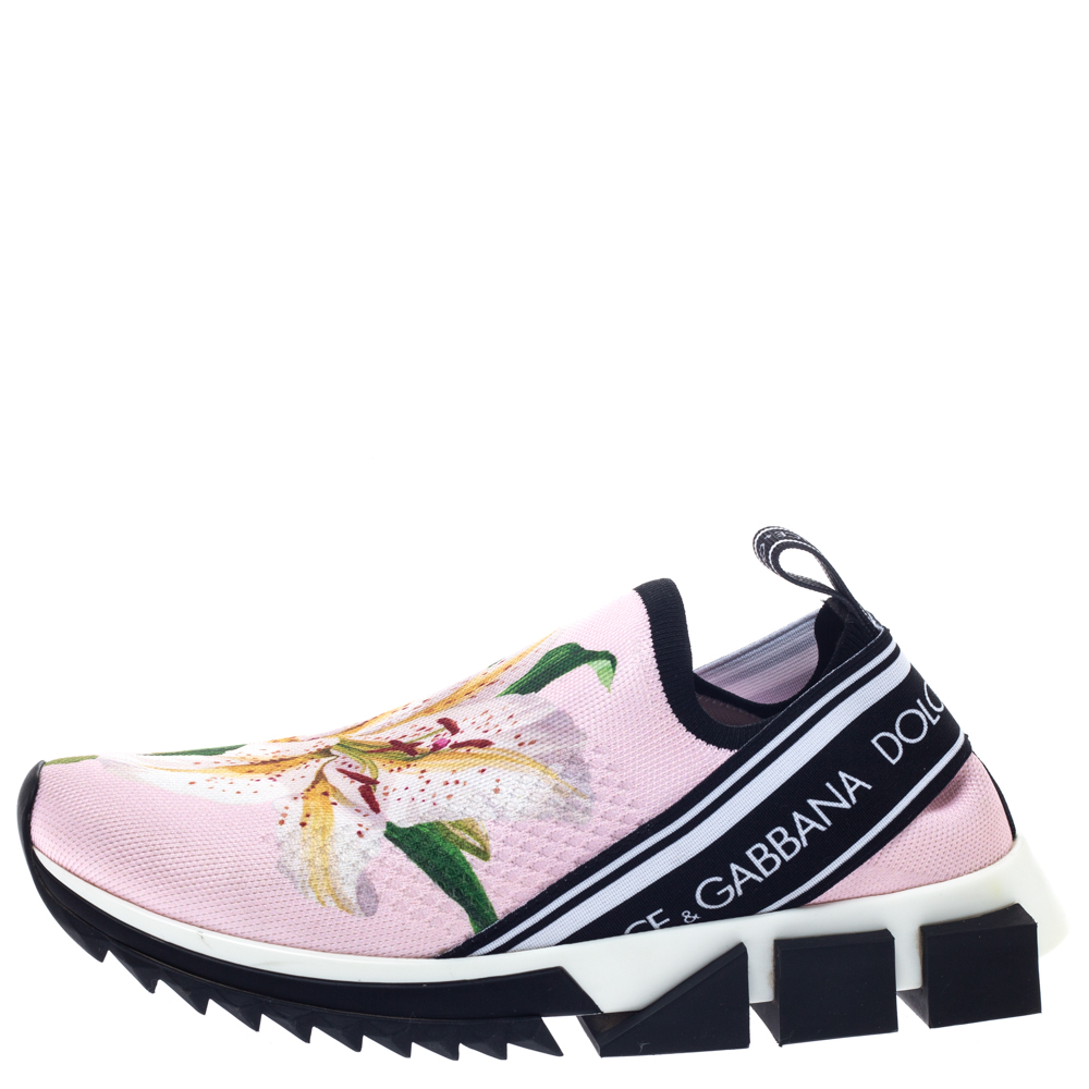 

Dolce & Gabbana Pink Stretch Fabric Sorrento Low Top Sneakers Size