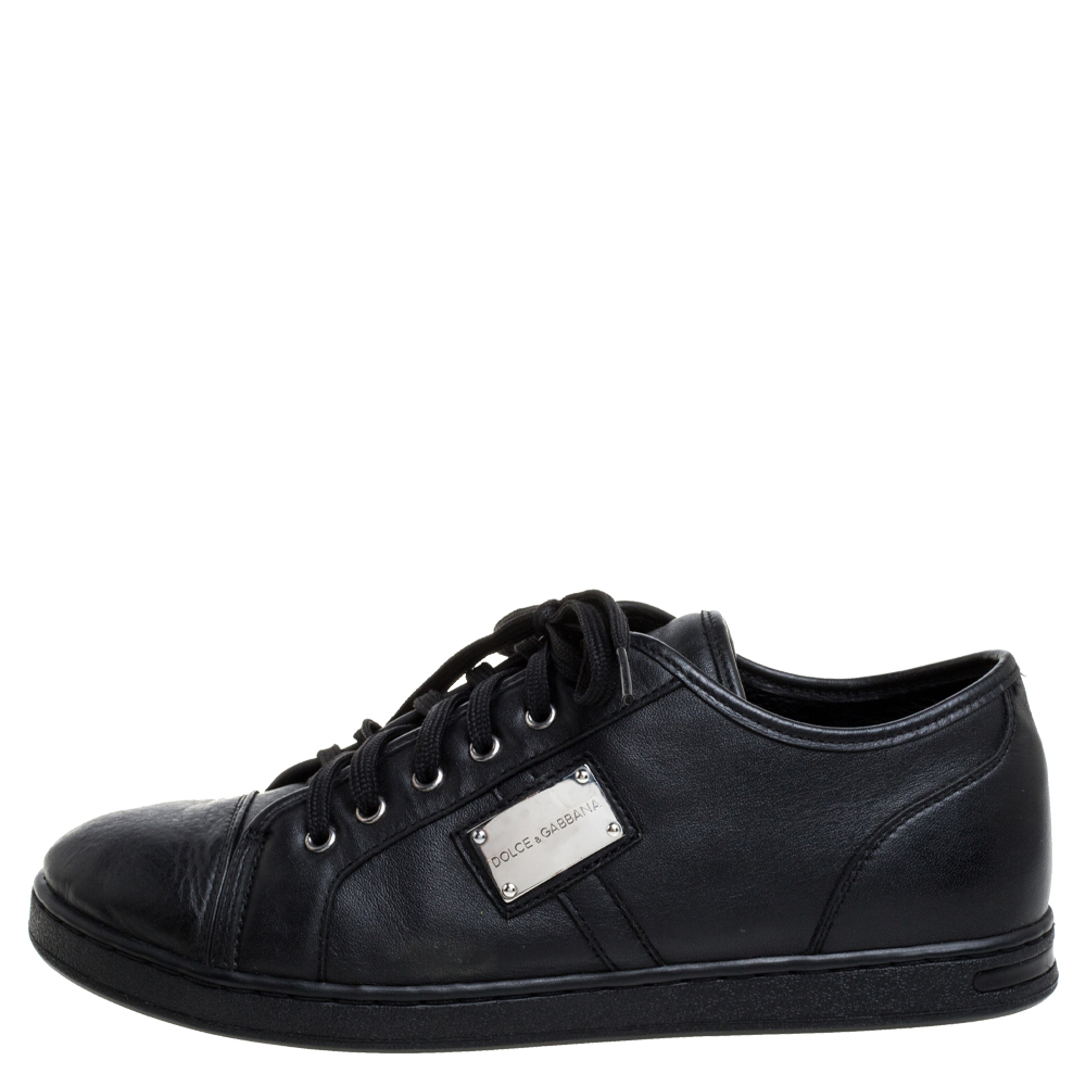 

Dolce & Gabbana Black Leather Low Top Sneakers Size