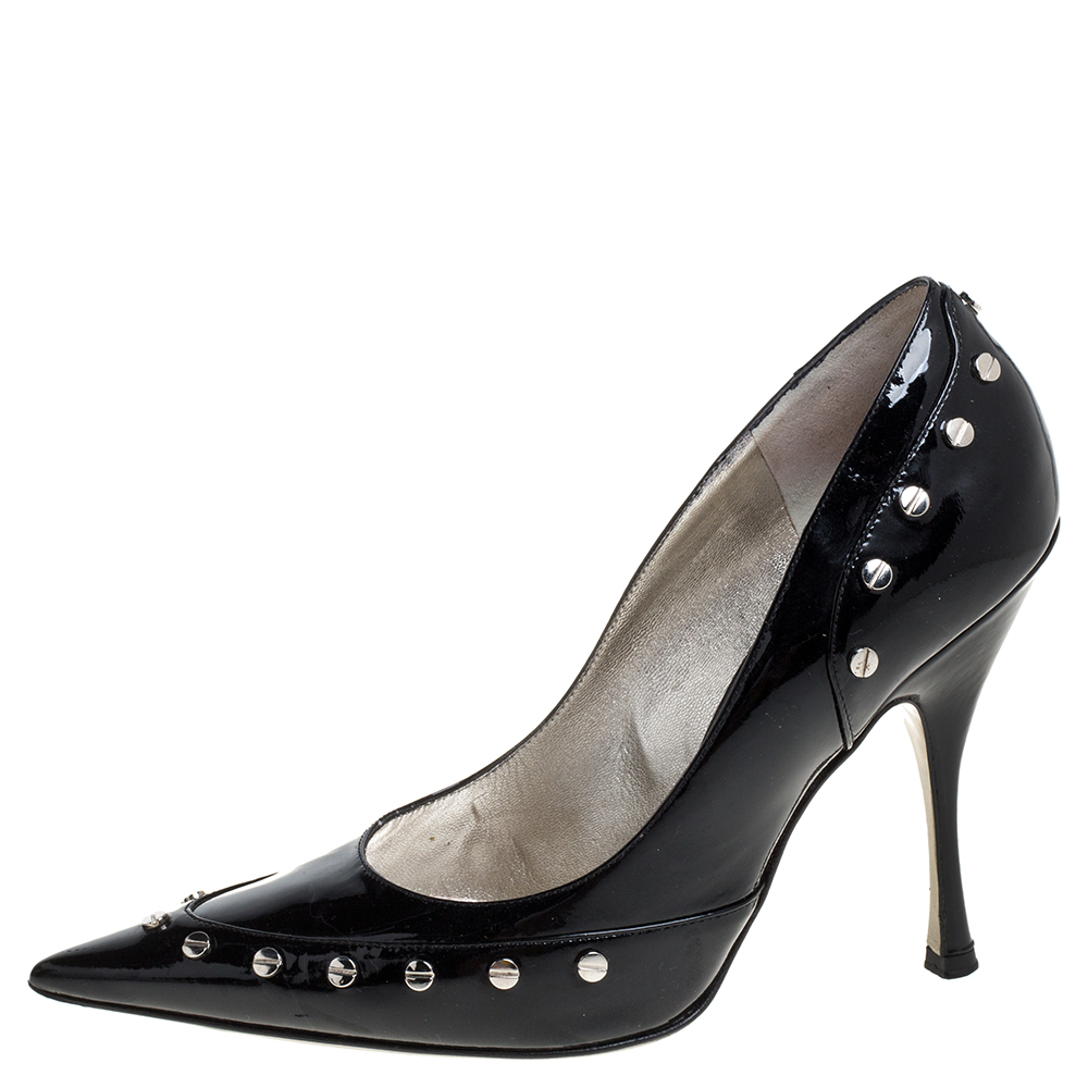 

Dolce & Gabbana Black Patent Leather Studded Pointed Toe Pumps