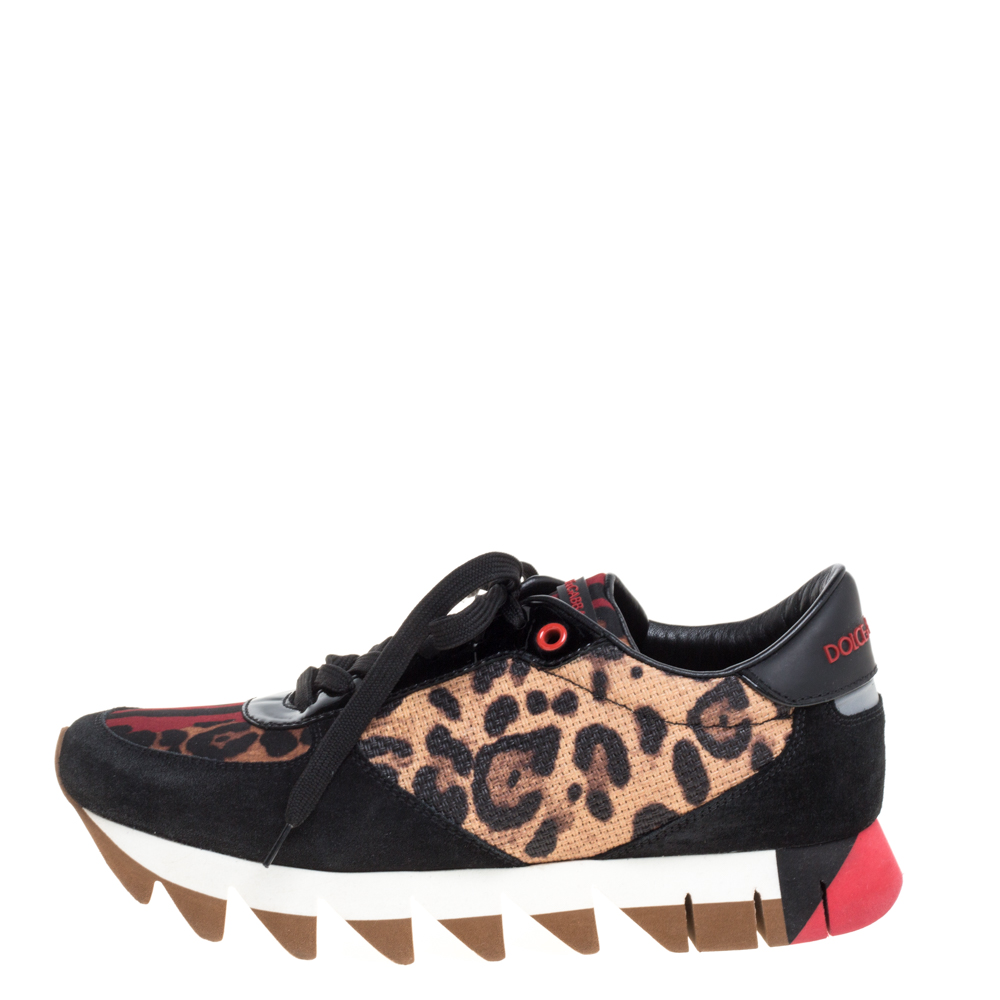 

Dolce and Gabbana Multicolor Leopard Print PVC/Suede and Nylon Sawtooth Platform Sneakers Size