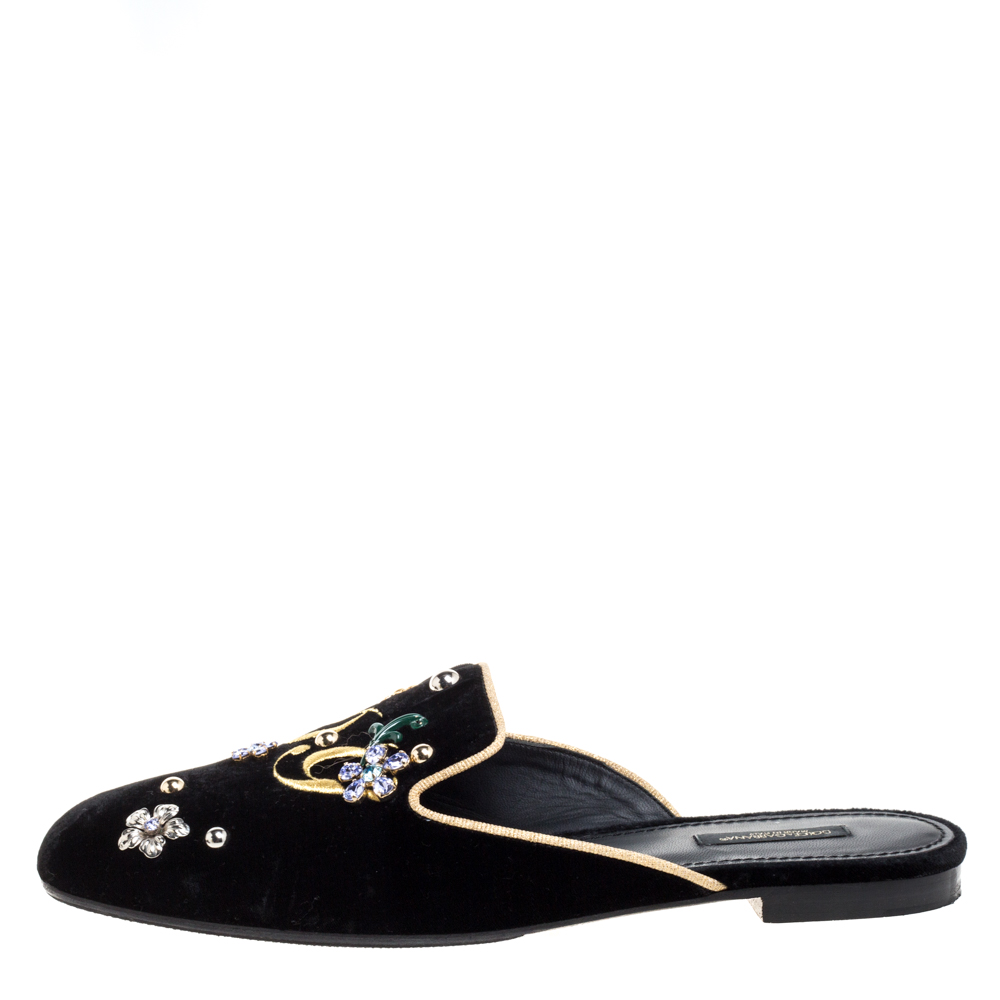 

Dolce & Gabbana Black Velvet Jackie Mules Size