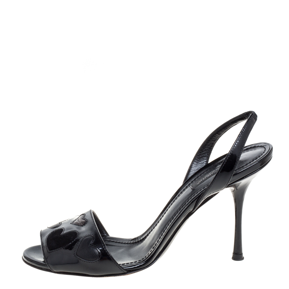 

Dolce & Gabbana Black Patent Leather Slingback Sandals Size