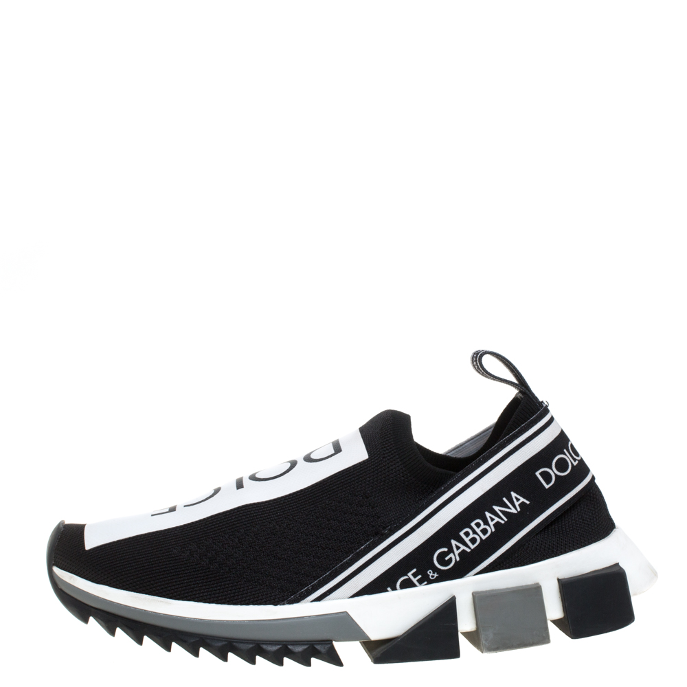 

Dolce & Gabbana Black/White Mesh Sorrento Slip On Sneakers Size