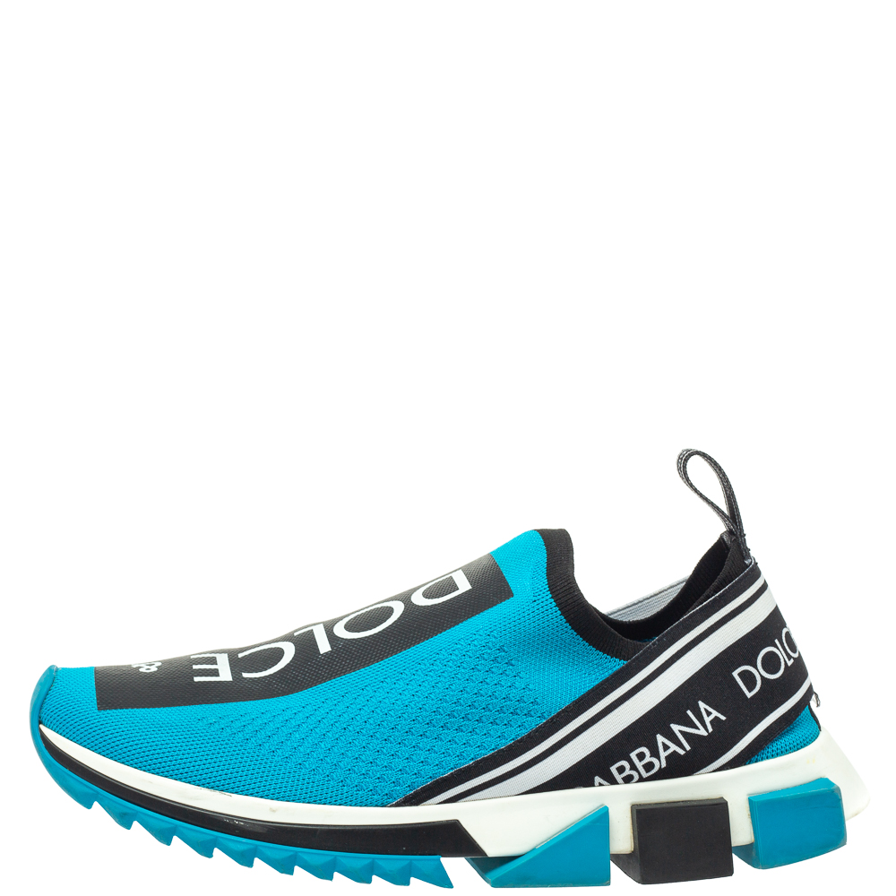 

Dolce & Gabbana Blue/Black Stretch Fabric Sorrento Slip On Sneakers Size