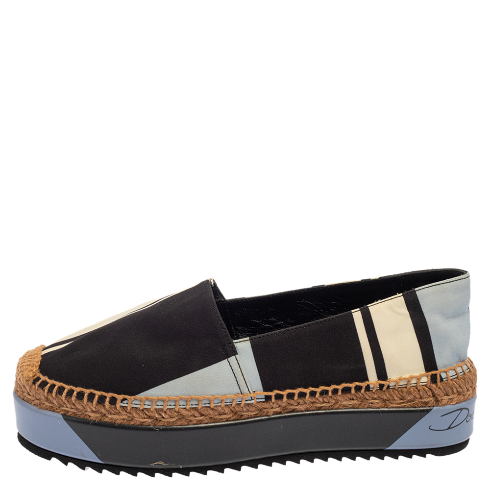 

Dolce & Gabbana Multicolor Canvas Platform Espadrilles Size