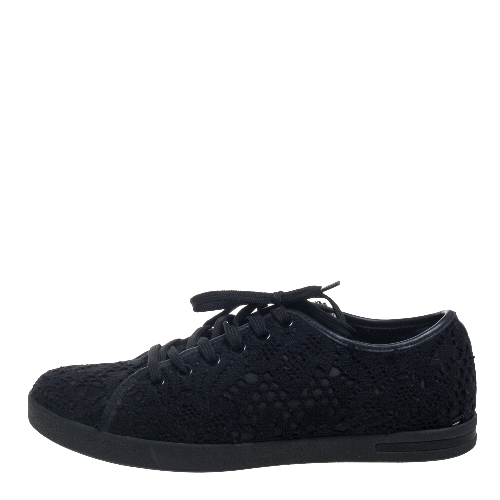 

Dolce & Gabbana Black Lace Low Top Sneakers Size