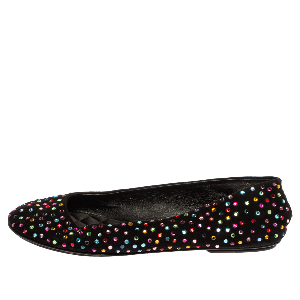 

Dolce & Gabbana Black Suede Crystal Embellished Ballet Flats Size