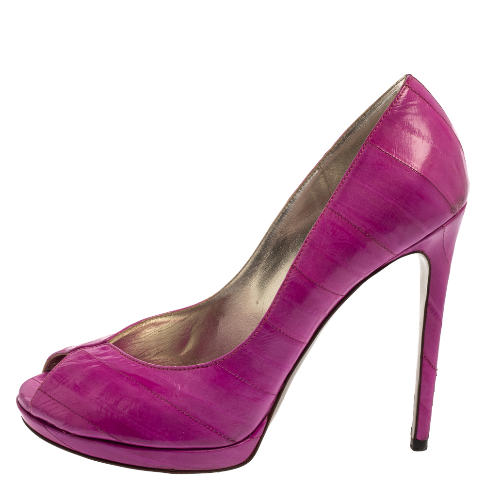 

Dolce & Gabbana Pink Eel Leather Peep Toe Pumps Size