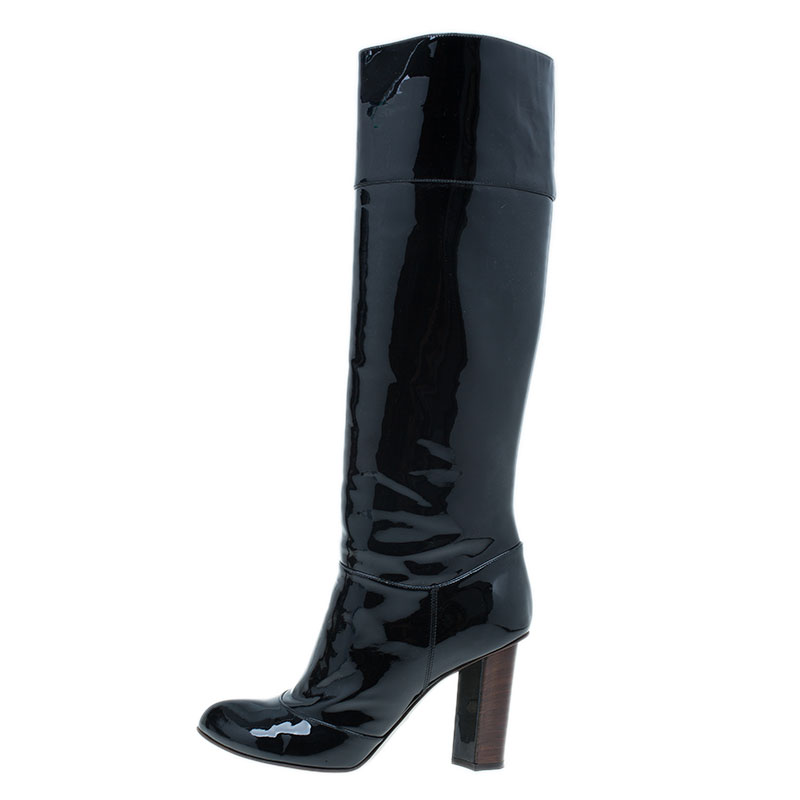 

Dolce and Gabbana Black Patent Leather Knee Boots Size