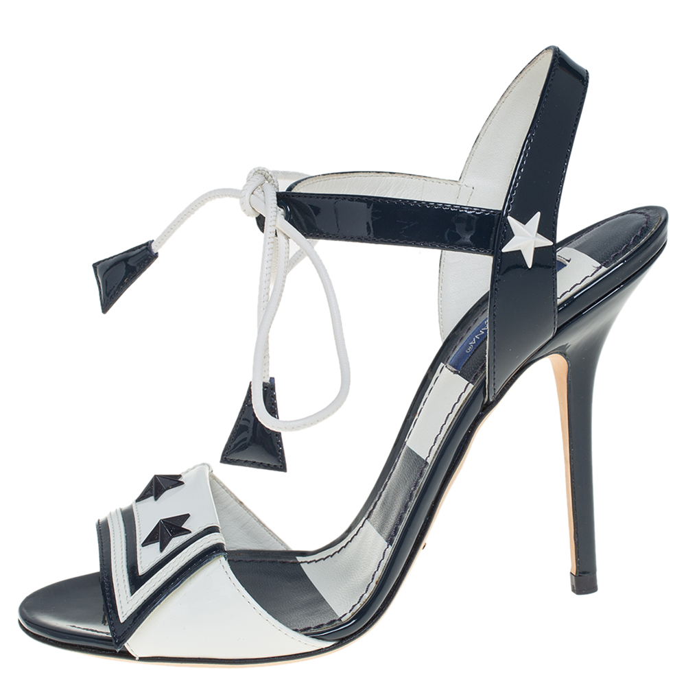 

Dolce & Gabbana Navy Blue/White Patent Leather Sailor Sandals Size