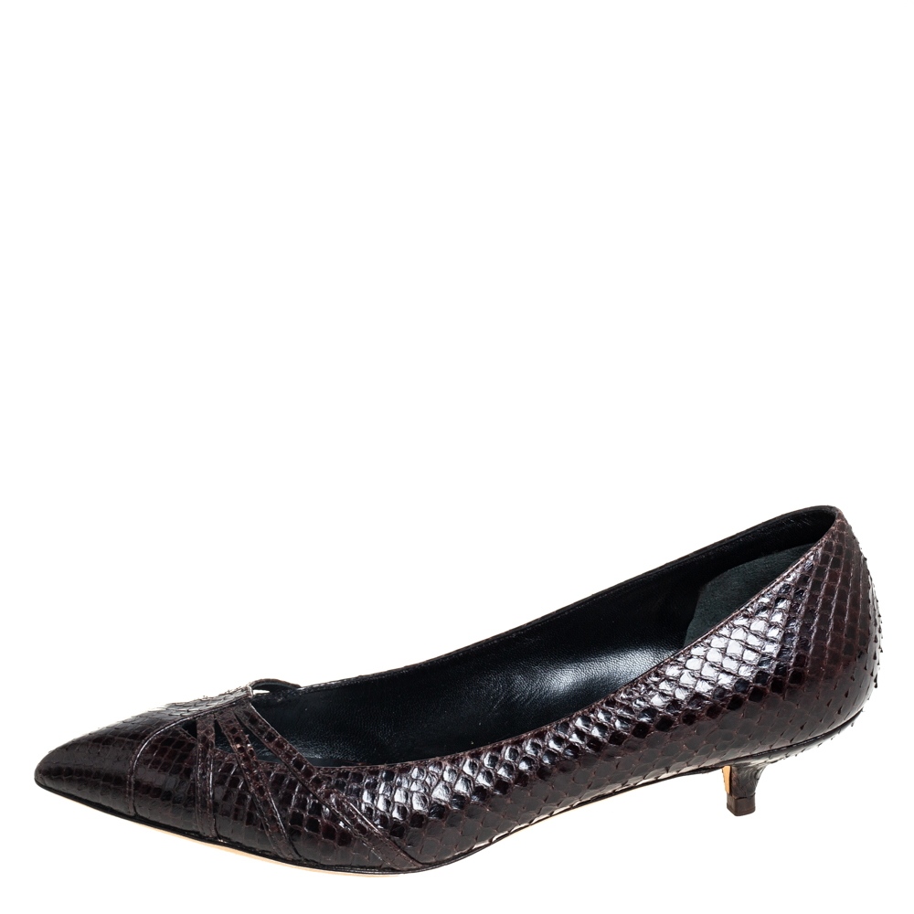 

Dolce & Gabbana Brown Python Leather Kitten Heel Pumps Size