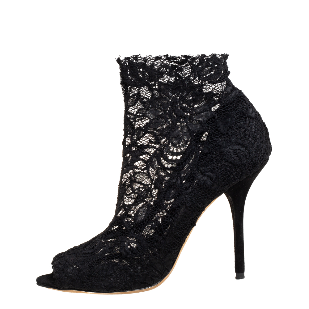 

Dolce & Gabbana Black Lace Ankle Boots Size