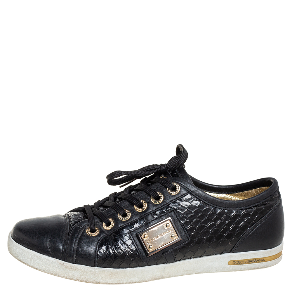 

Dolce & Gabbana Black Python And Leather Low Top Sneakers Size