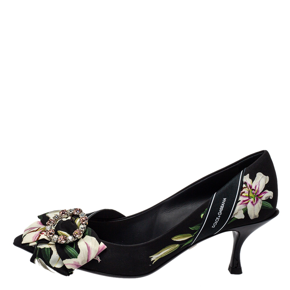 

Dolce & Gabbana Multicolor Floral Print Fabric Crystal Embellished Pumps Size