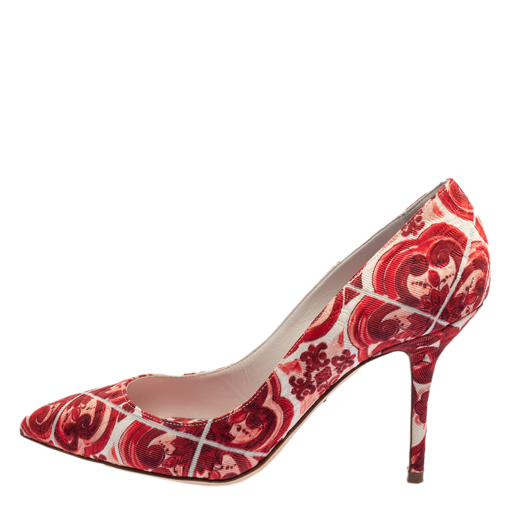 

Dolce & Gabbana Red Jacquard Fabric Pointed Toe Pumps Size