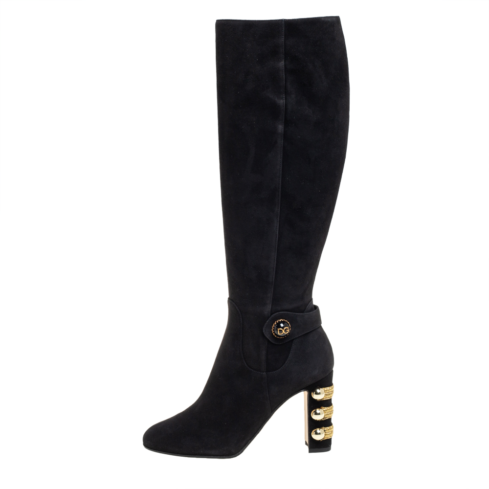 

Dolce & Gabbana Black Suede Over The Knee Boots Size