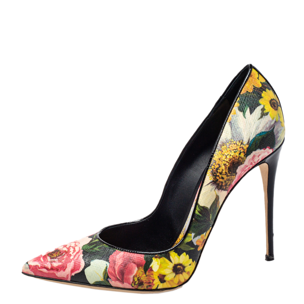 

Dolce & Gabbana Multicolor Floral Leather Pumps Size