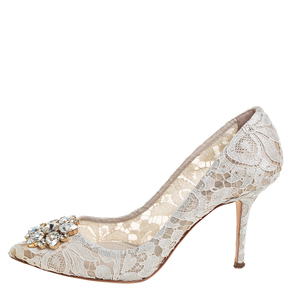 

Dolce & Gabbana White Lace Taormina Pumps Size