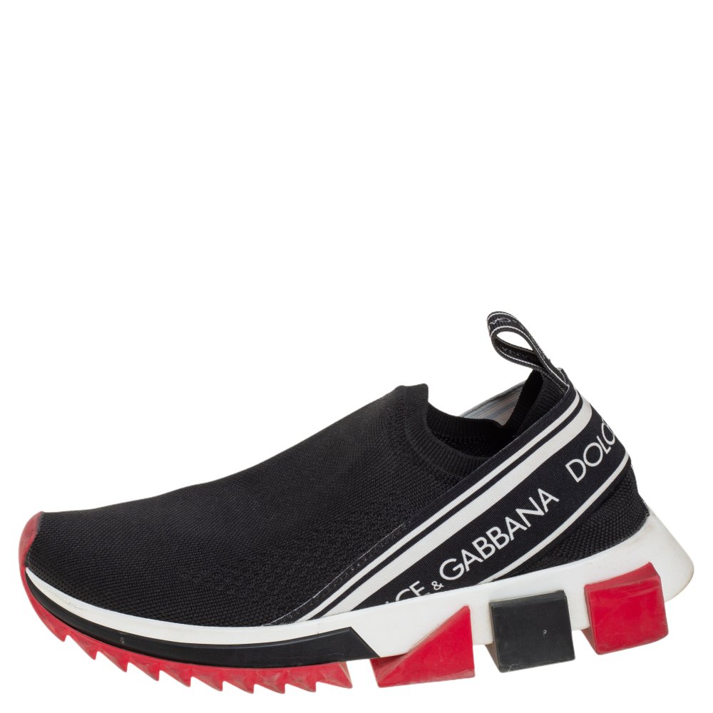 

Dolce & Gabbana Black/Red Fabric Sorrento Sneakers Size