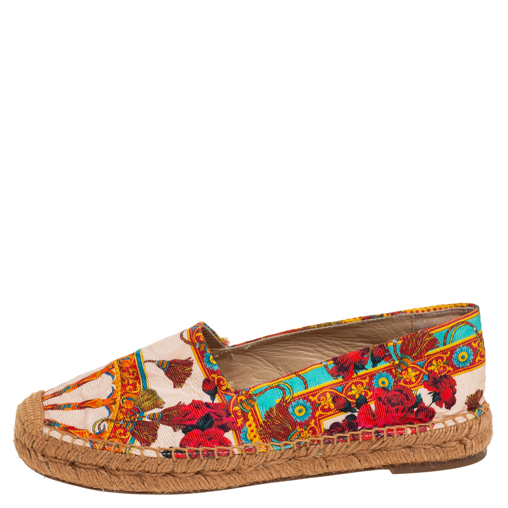 

Dolce & Gabbana Multicolor Printed Canavs Espadrille Flats Size