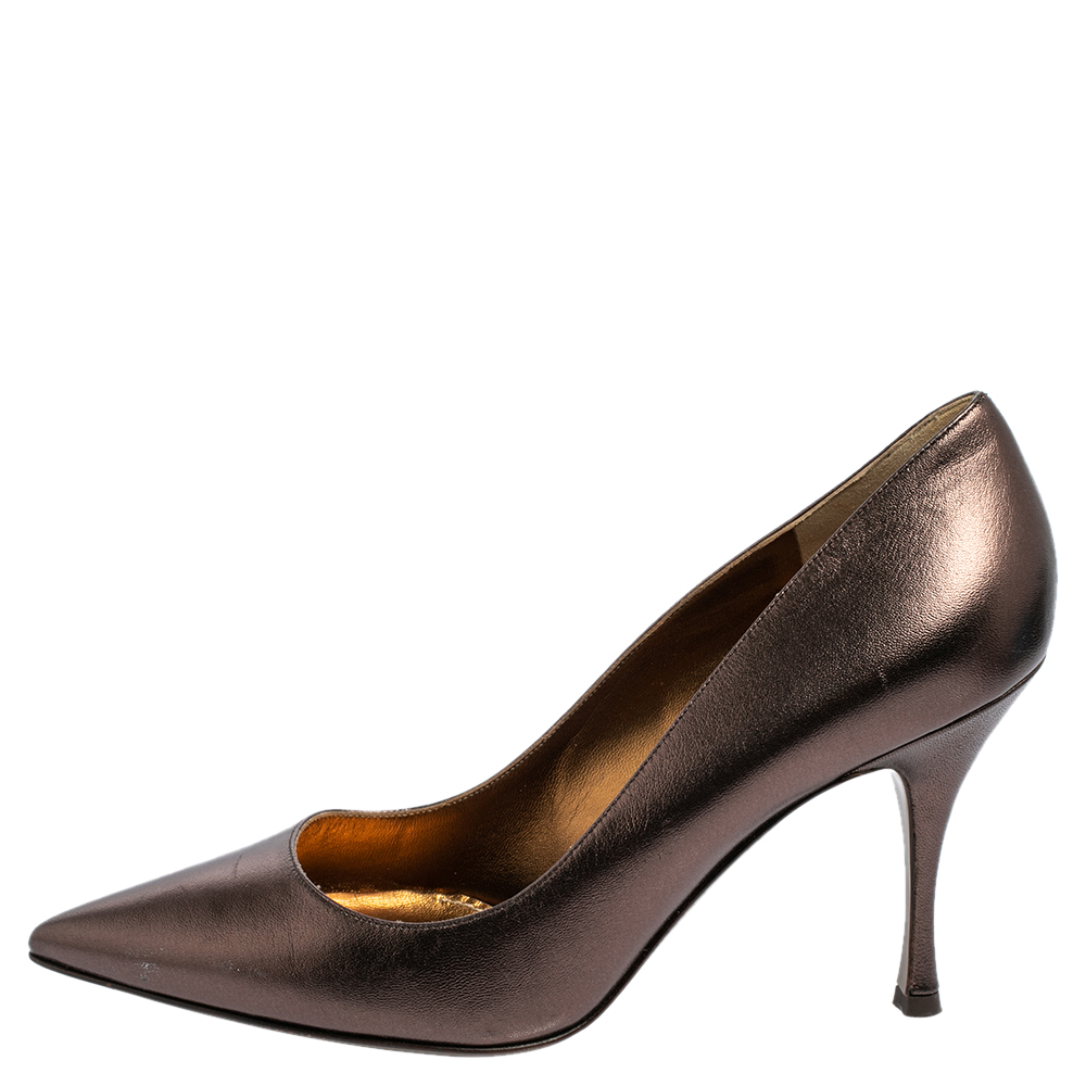

Dolce & Gabbana Metallic Bronze Leather Pointed Toe Pumps Size