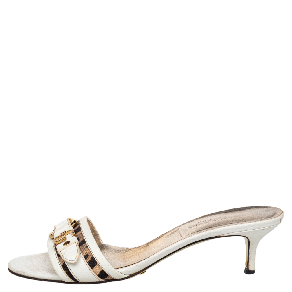 

Dolce & Gabbana White Leather Open Toe Sandals Size 39.5
