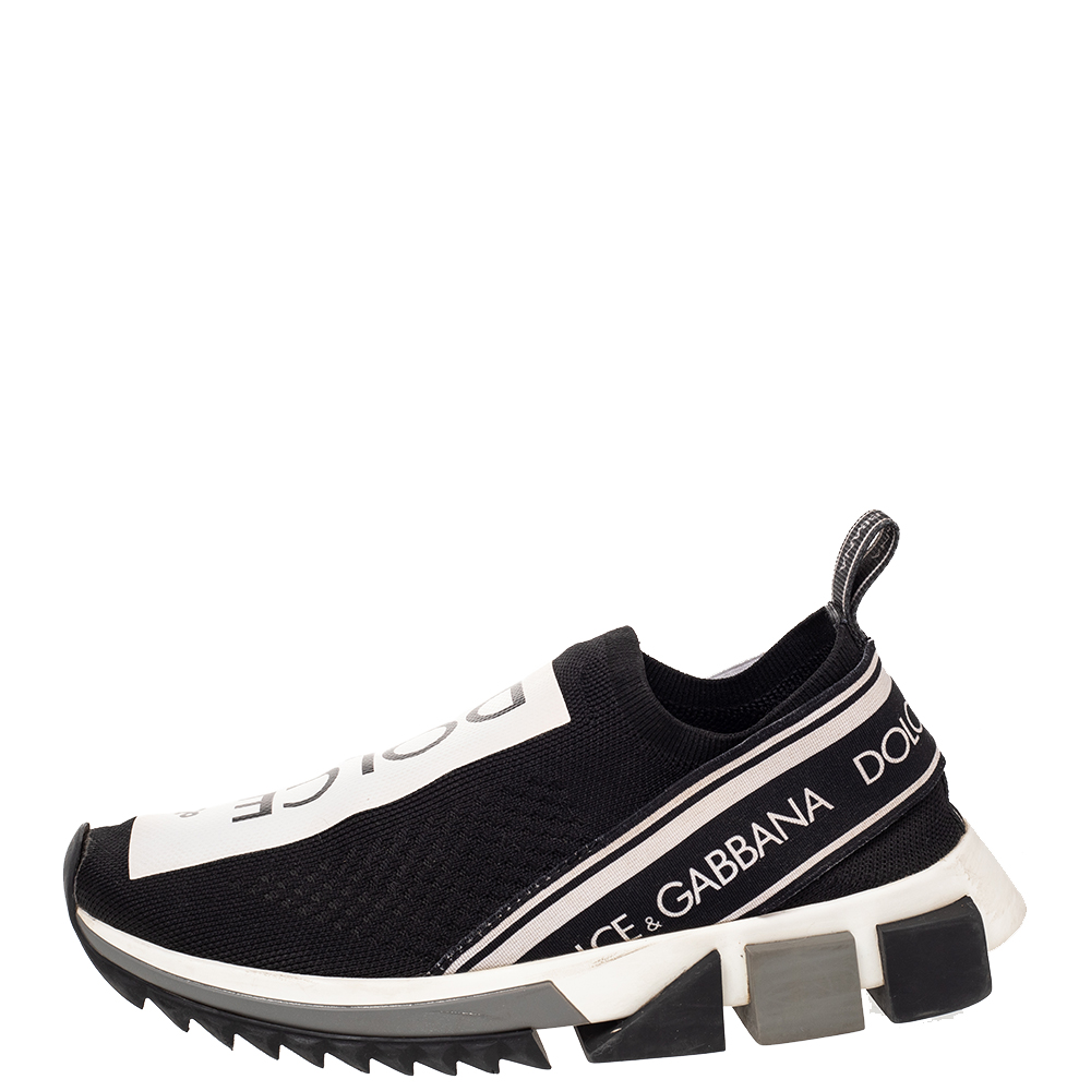 

Dolce & Gabbana Black Knit Fabric Sorrento Slip On Sneakers Size