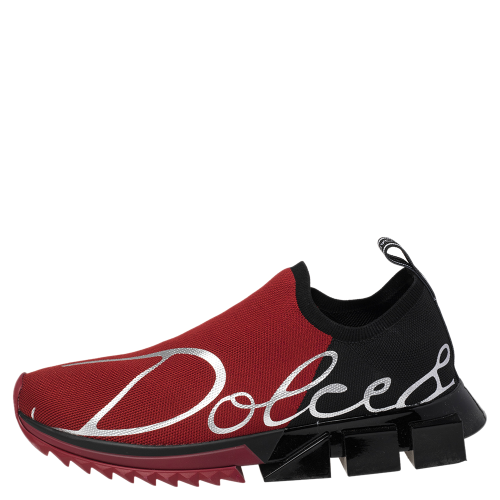 

Dolce & Gabbana Red/Black Fabric Sorrento Sneakers Size
