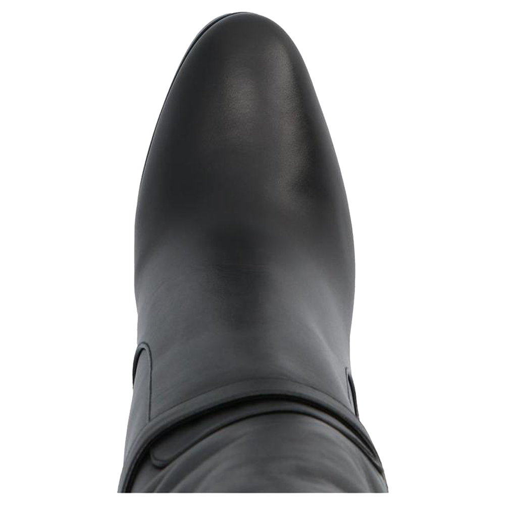 

Dolce & Gabbana Black Leather DG Knee High Boots Size EU