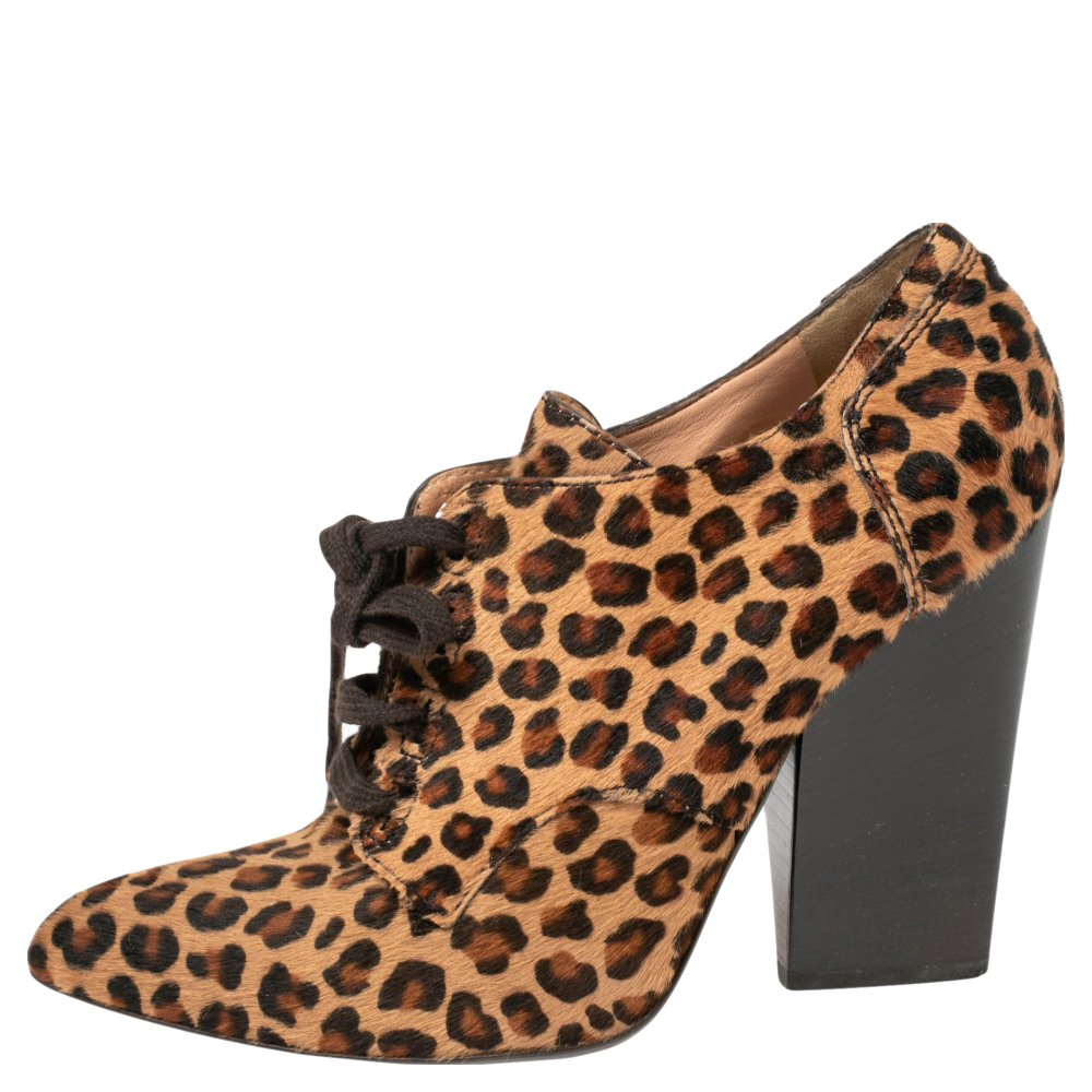 

Dolce & Gabbana Brown/Black Calf Hair Leopard print Ankle Boots Size