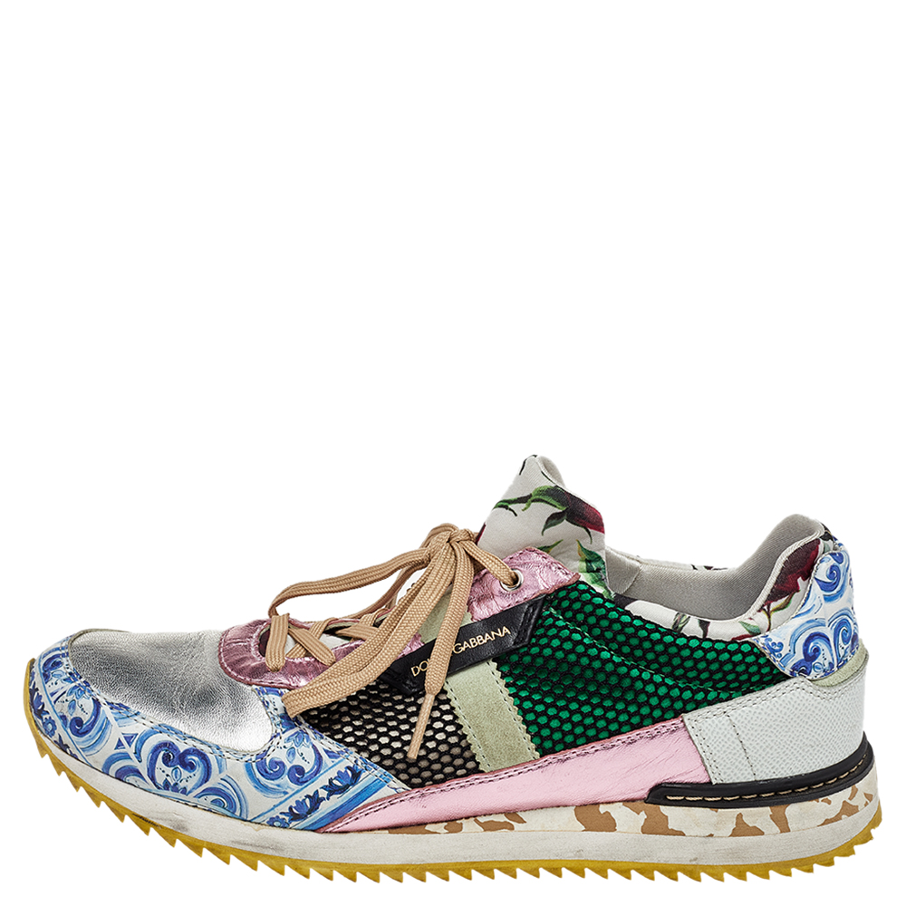 

Dolce & Gabbana Multicolor Leather And Mesh Low Top Sneakers Size