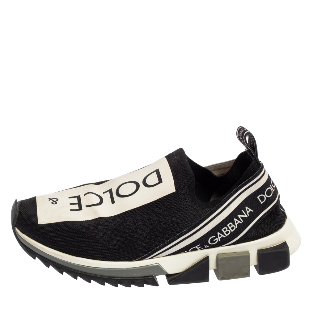 

Dolce & Gabbana Black/Silver Fabric Sorrento Sneakers Size