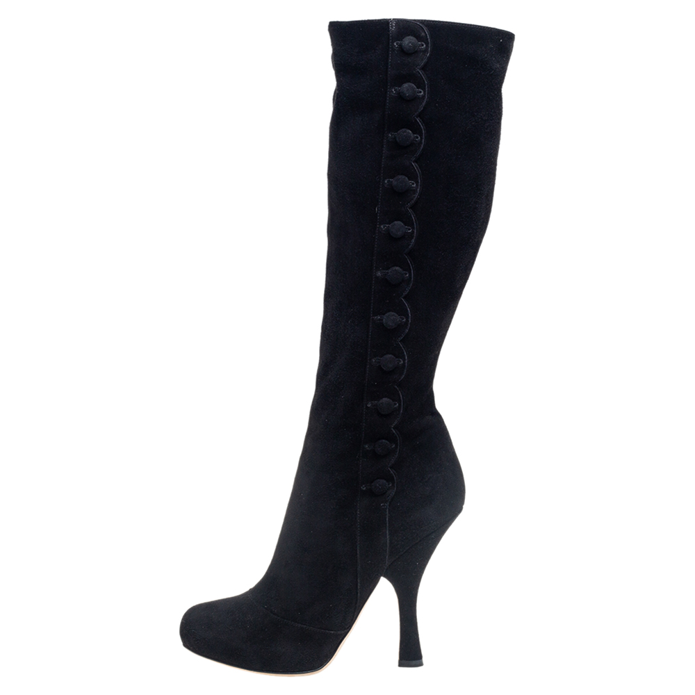 

Dolce & Gabbana Black Suede Knee Length Boots Size