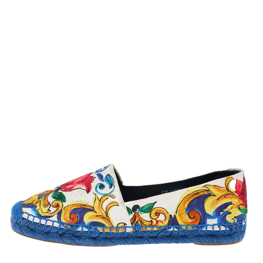 

Dolce & Gabbana Multicolor Floral Print Fabric Espadrille Flats Size