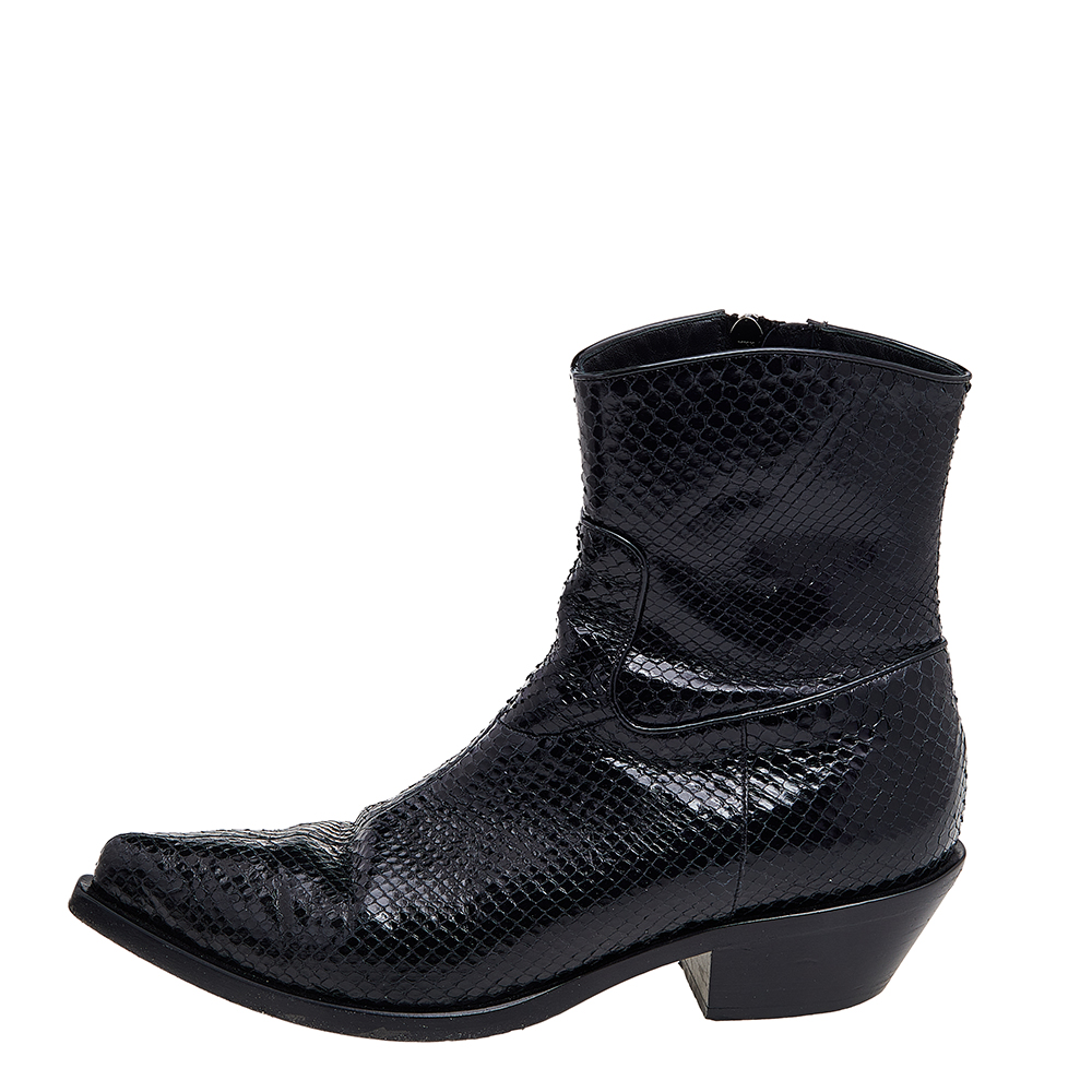 

Dolce & Gabbana Black Python Ankle Boots Size