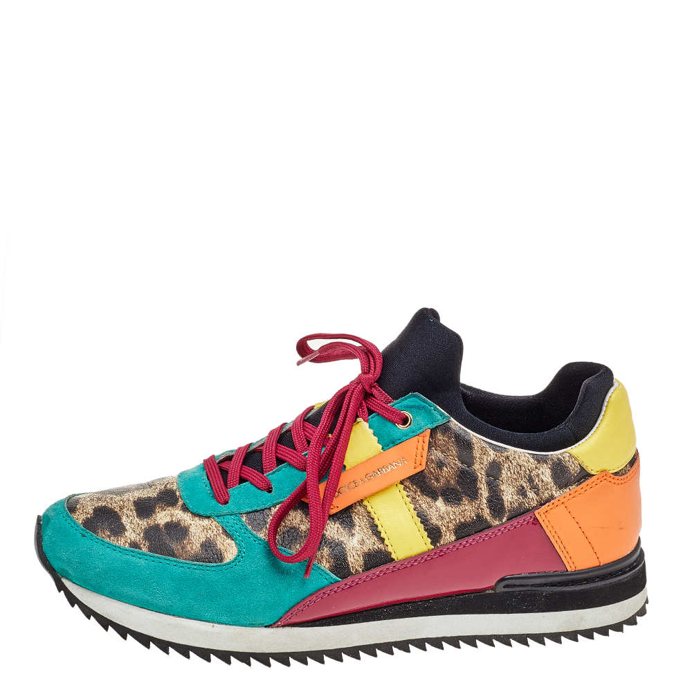 

Dolce & Gabbana Multicolor Leather and Suede Low Top Sneakers Size