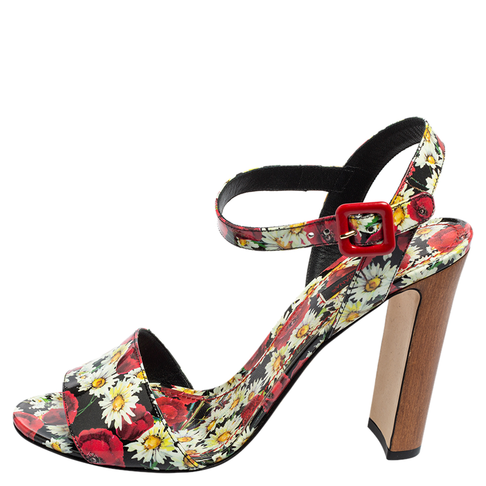 

Dolce & Gabbana Multicolor Patent Ankle Strap Sandals Size