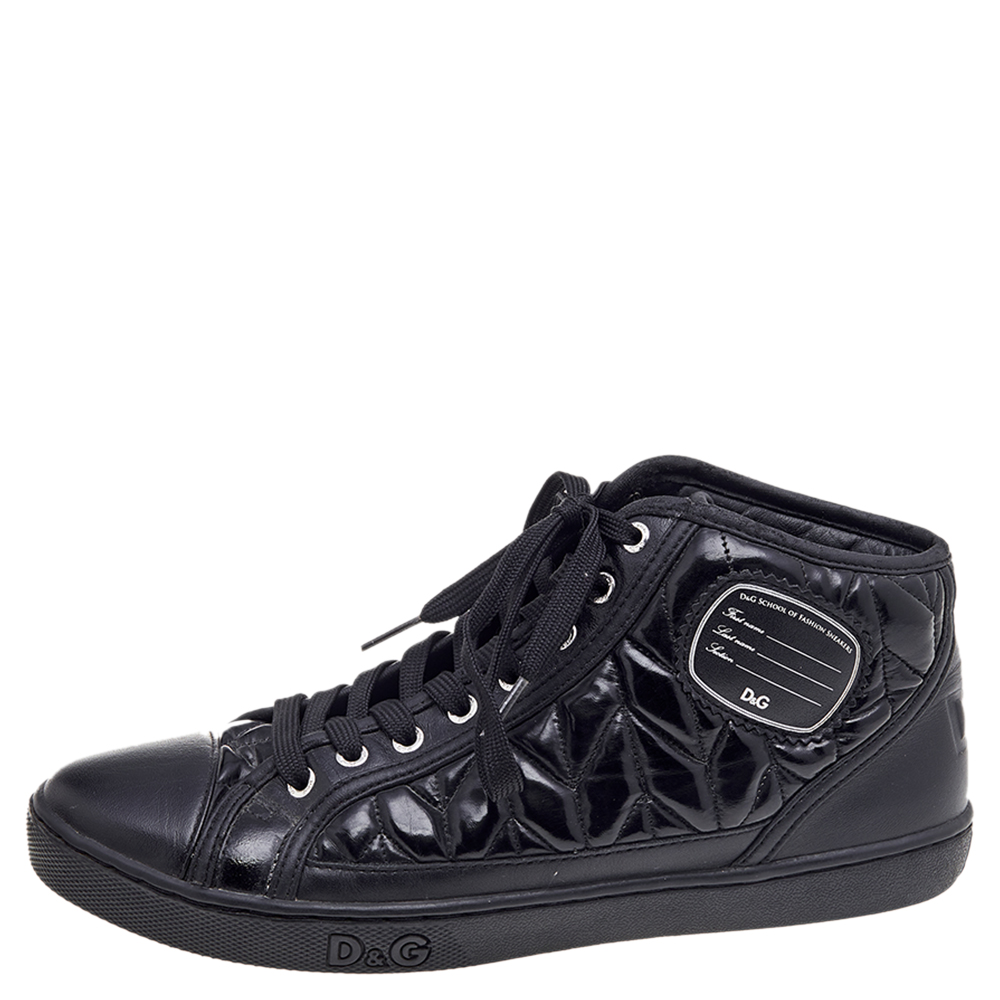 

Dolce & Gabbana Black Leather High Top Sneakers Size