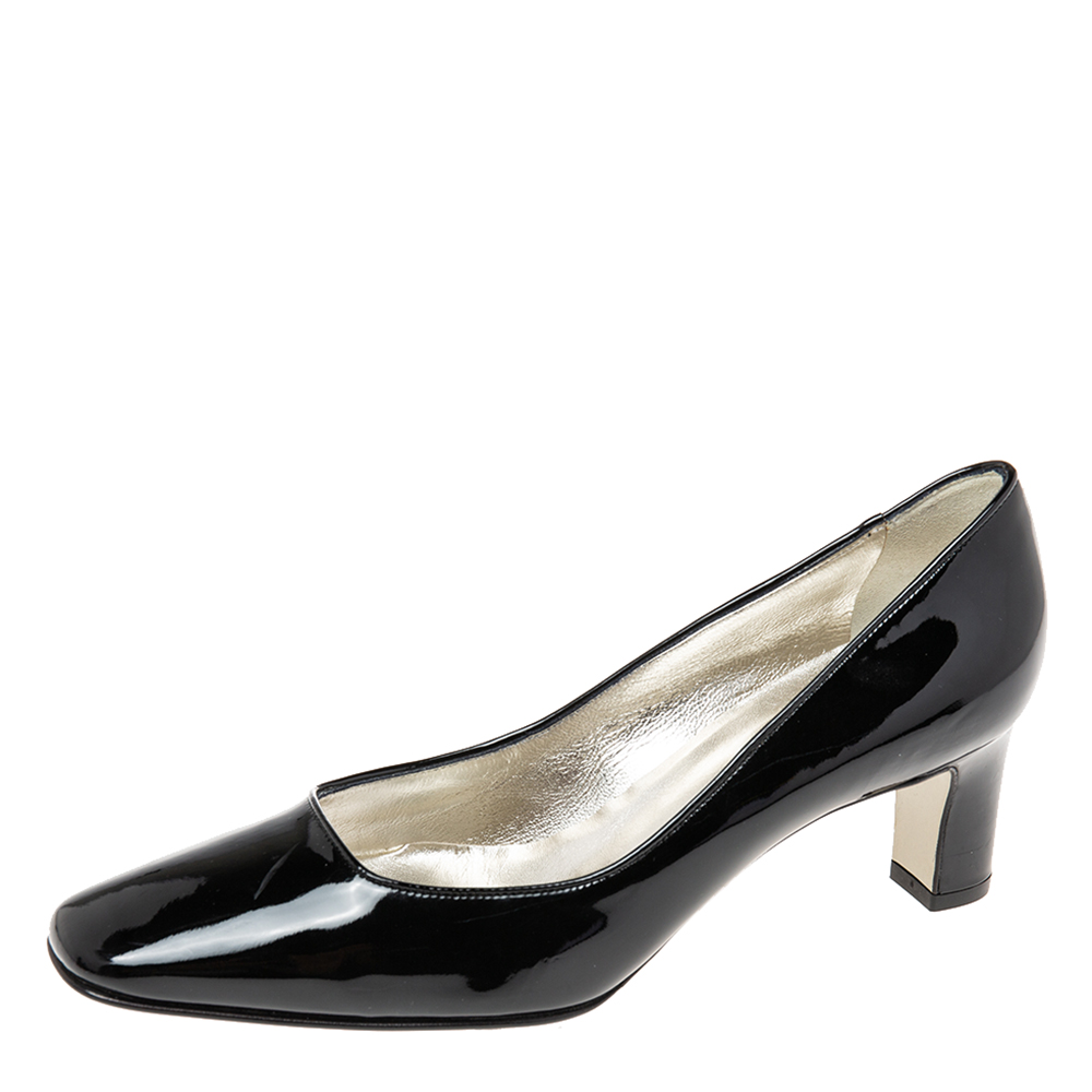 black patent court shoes block heel