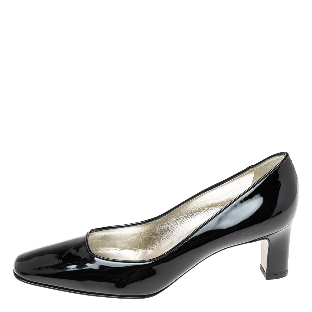 

Dolce & Gabbana Black Patent Leather Block Heel Pumps Size